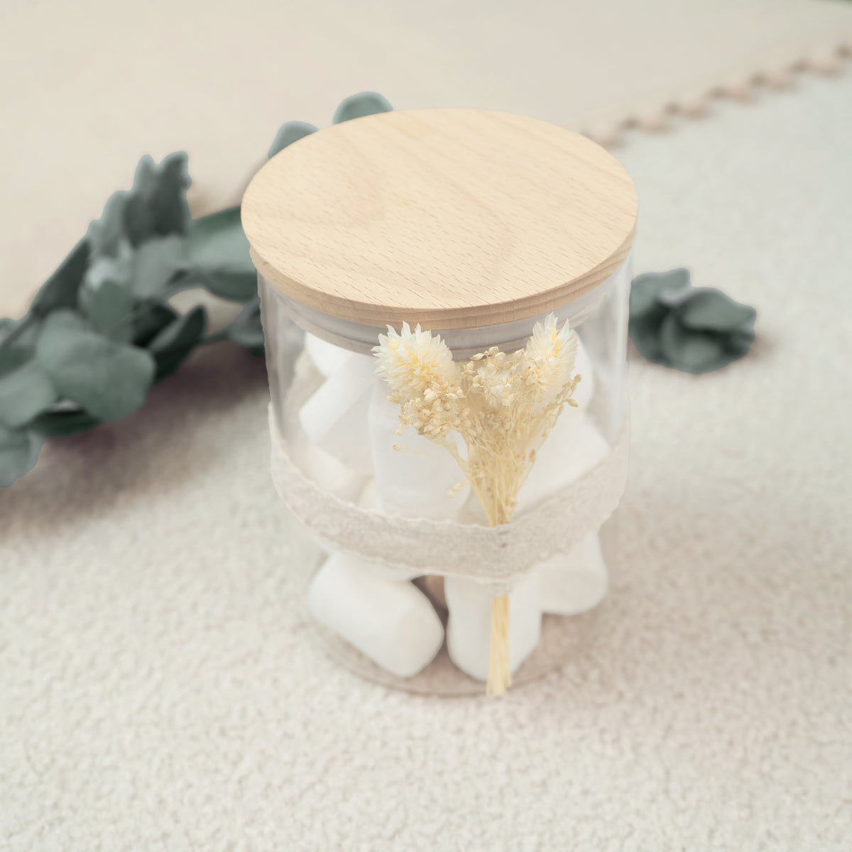 Weiße Blume Deko für Vorratsglas