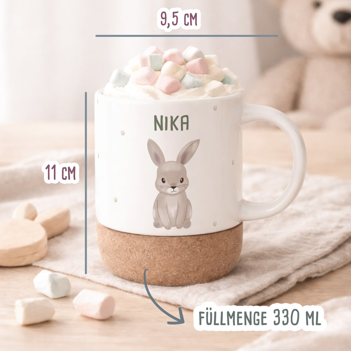 Personalisierte Tasse Korkboden "Otter"
