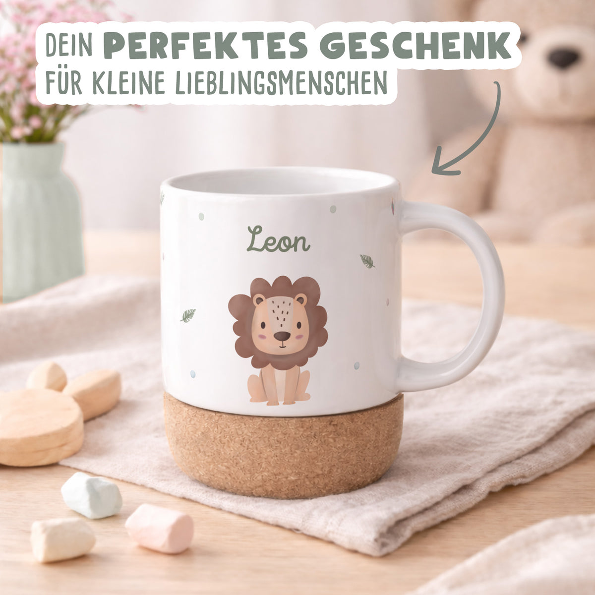 Personalisierte Tasse Korkboden "Otter"