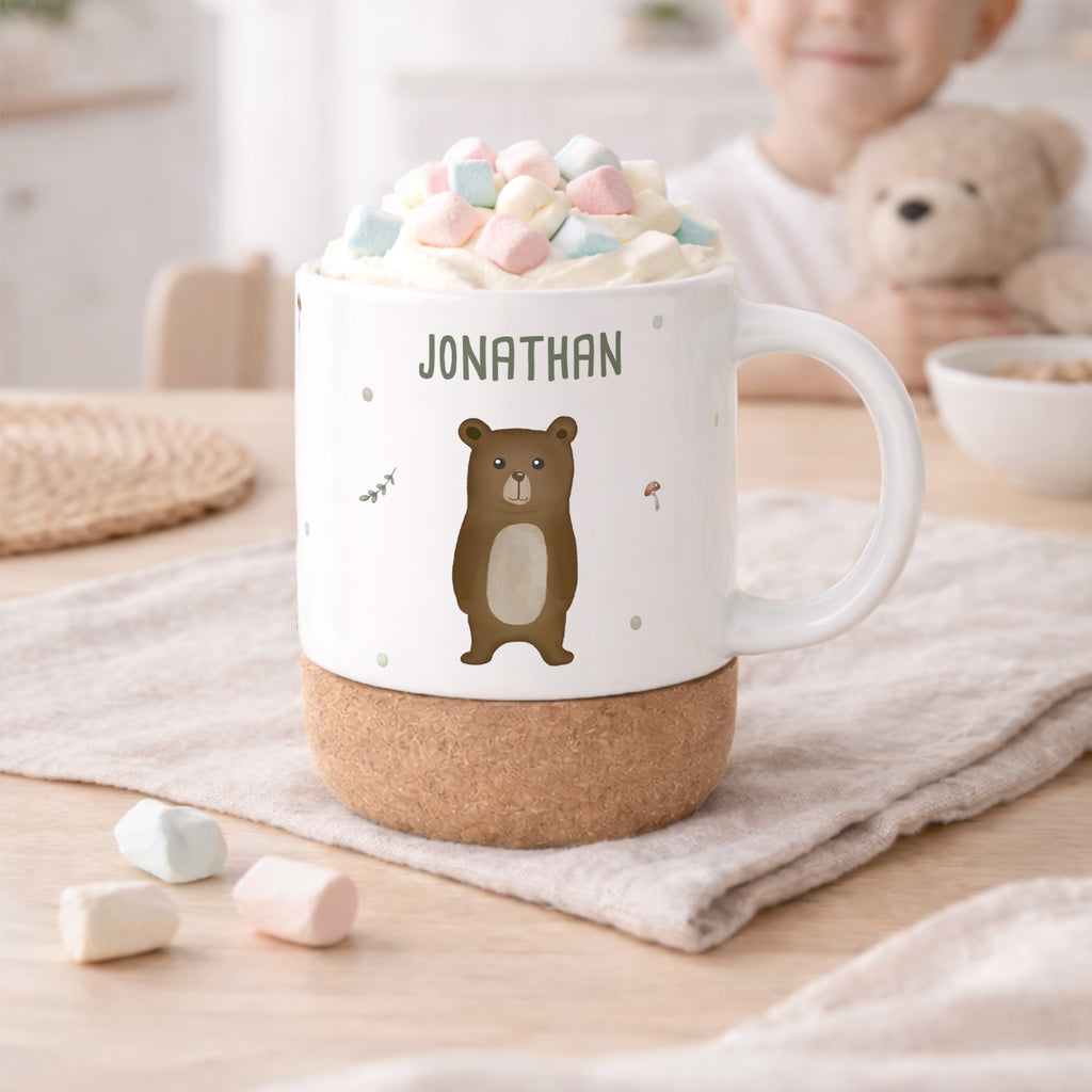 Personalisierte Tasse Korkboden "Bär"