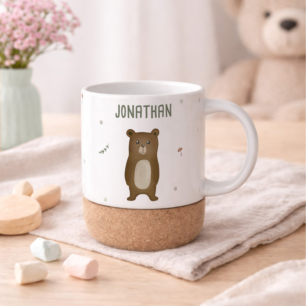 Personalisierte Tasse Korkboden "Bär"