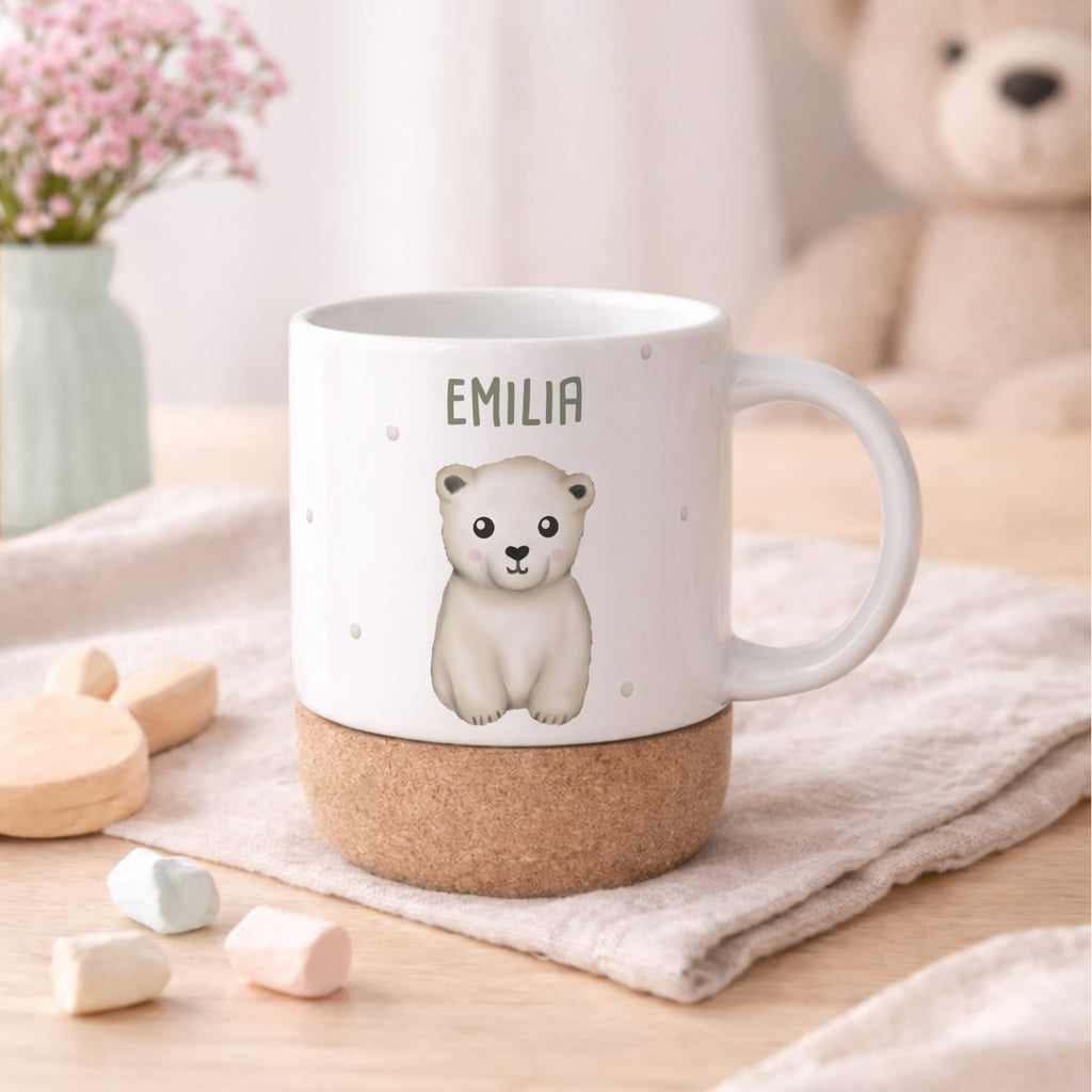 Personalisierte Tasse Korkboden "Eisbär"