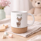 Personalisierte Tasse Korkboden "Reh"