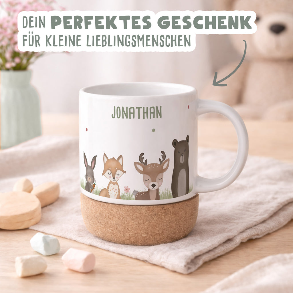 Personalisierte Tasse Korkboden "Wald"