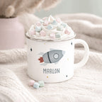 Emaille-Tasse „Rakete“ personalisiert Sublimation