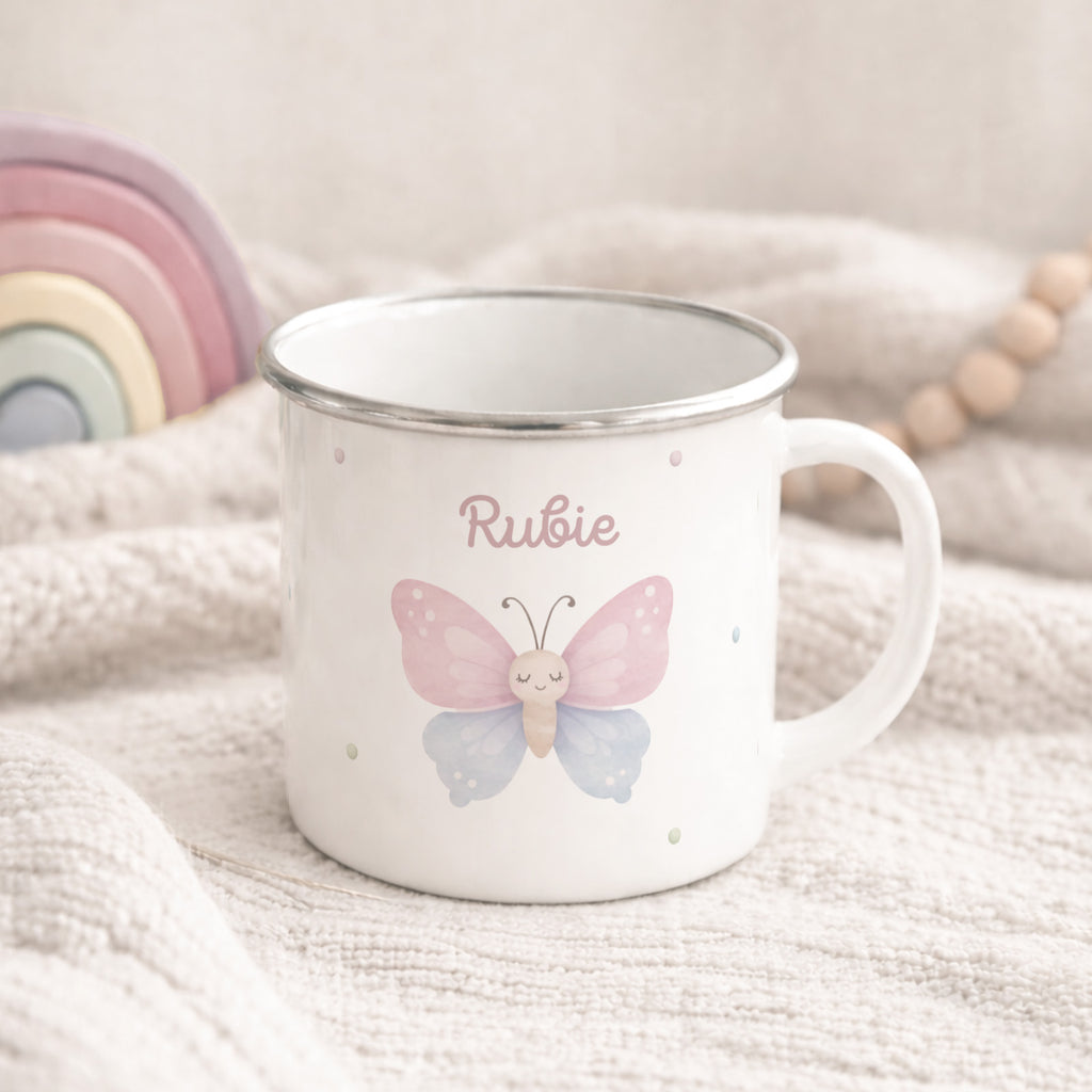 Emaille-Tasse „Schmetterling“ personalisiert Sublimation