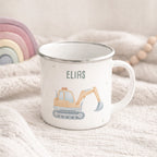 Emaille-Tasse „Bagger“ personalisiert Sublimation