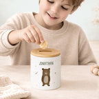 Keramik-Spardose mit Bambus-Deckel für Kinder "Bär"