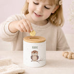 Keramik-Spardose mit Bambus-Deckel für Kinder "Eule"