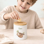 Keramik-Spardose mit Bambus-Deckel für Kinder "Faultier"