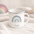 Emaille-Tasse „Regenbogen Blau“ personalisiert Sublimation