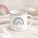 Emaille-Tasse „Regenbogen Blau“ personalisiert Sublimation