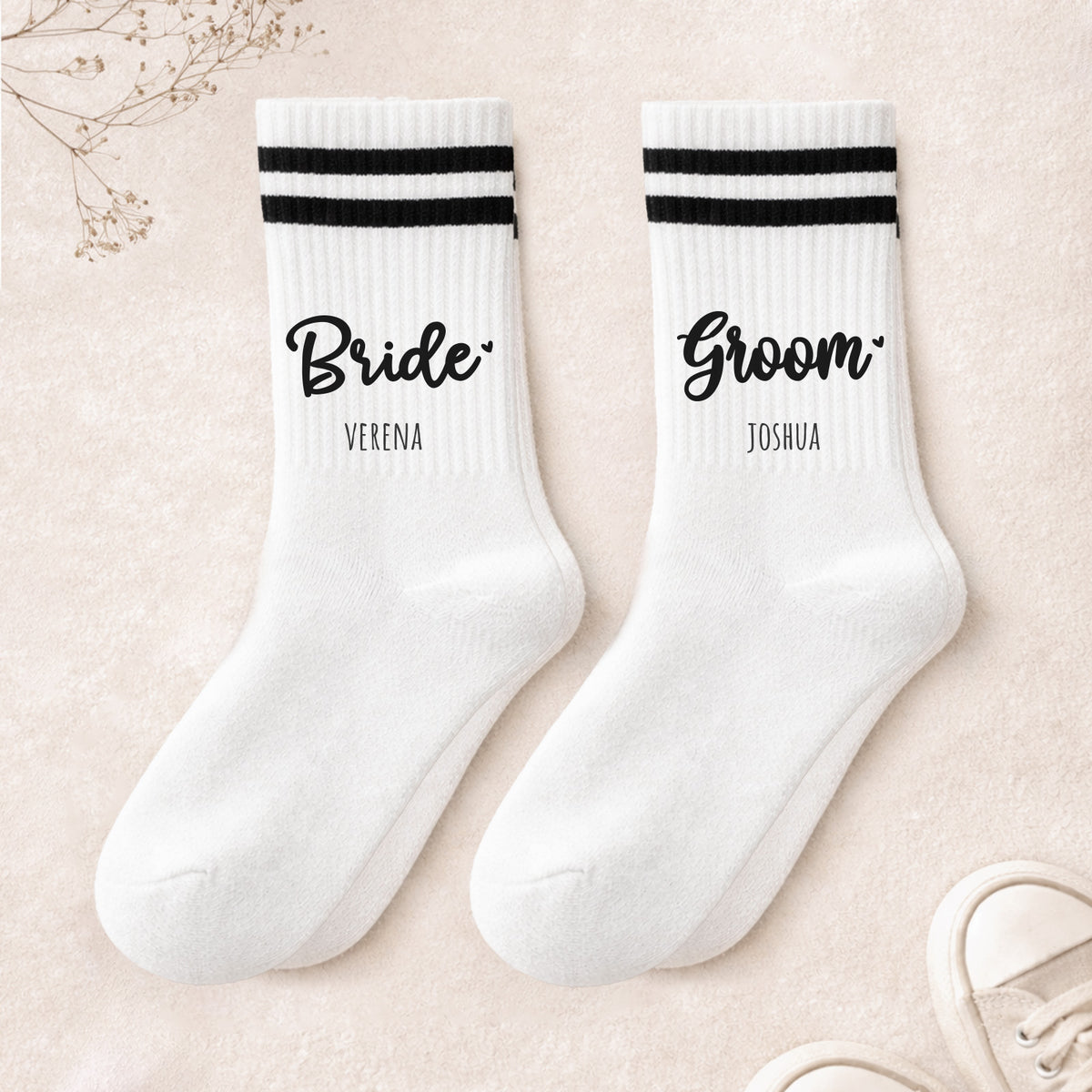 Personalisiertes Socken-Set zur Hochzeit "Bride & Groom"