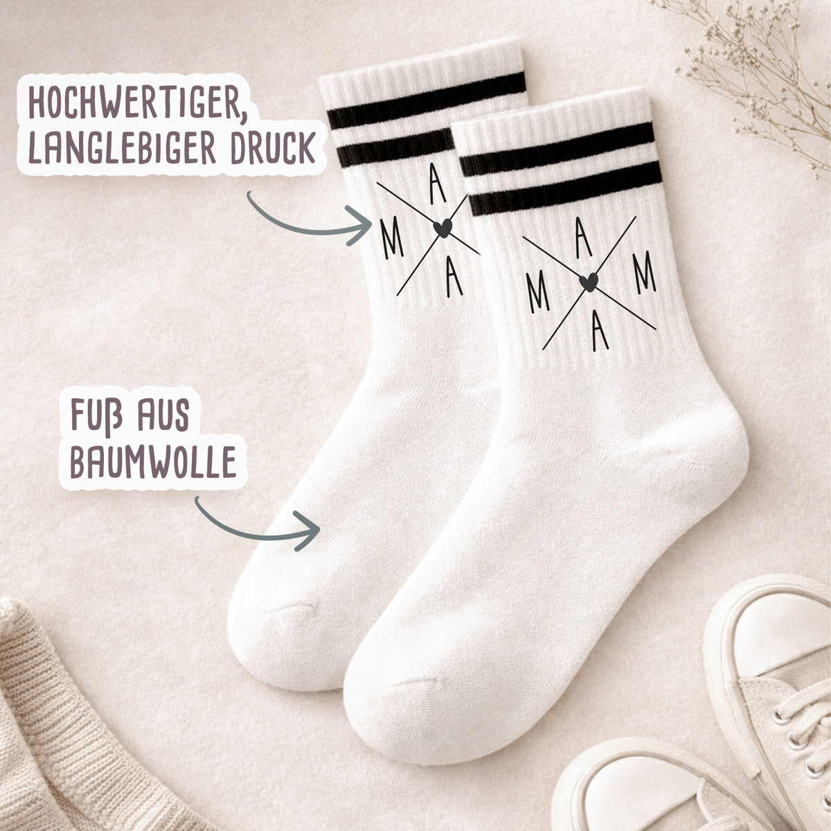 Personalisierte Socken für Erwachsene "Mama"