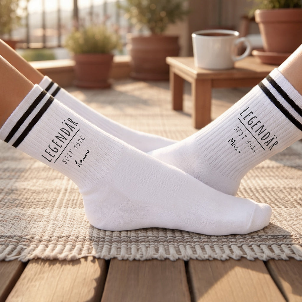 Personalisierte Socken für Erwachsene "Legendär seit"