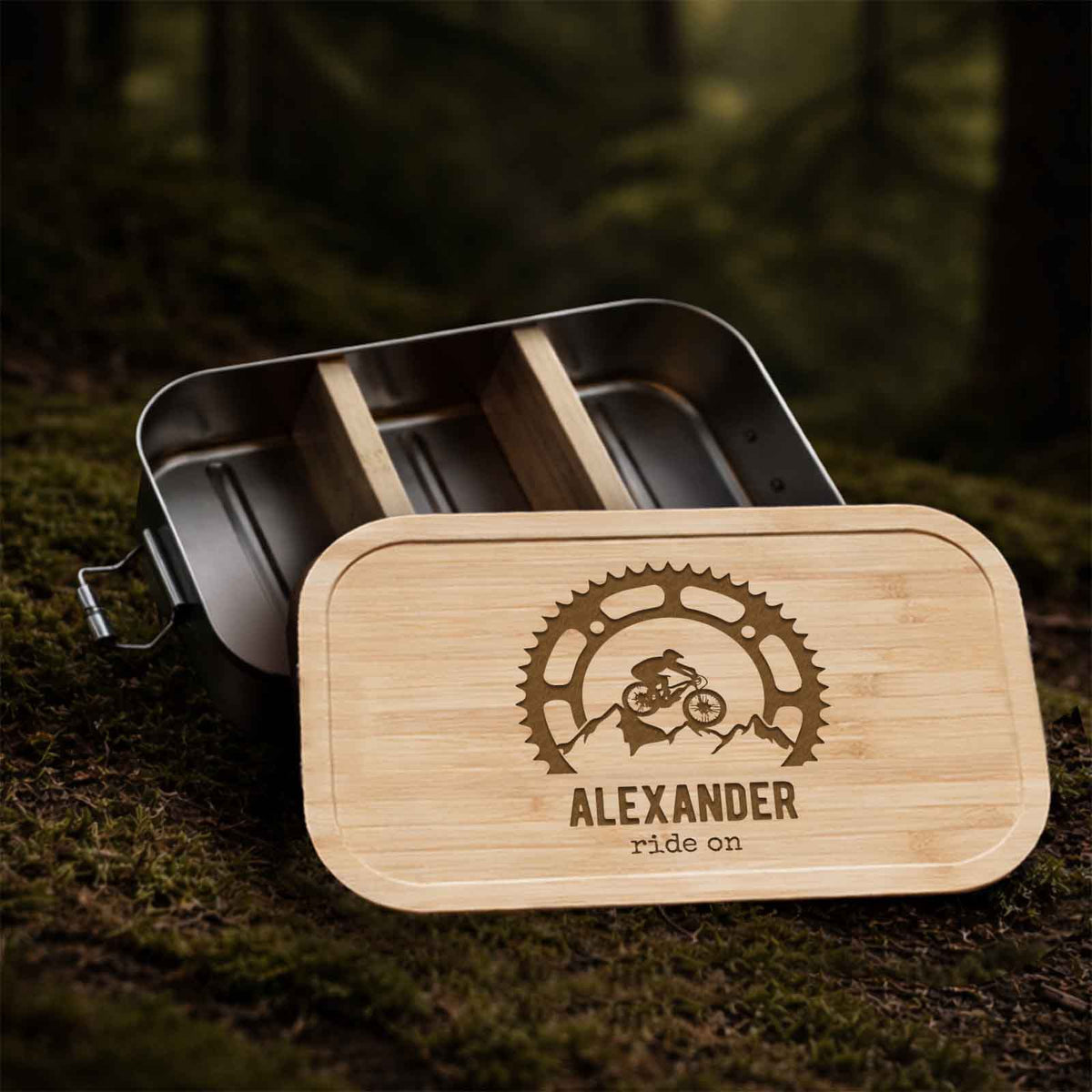 Lunchbox „Mountainbike“ personalisiert Gravur
