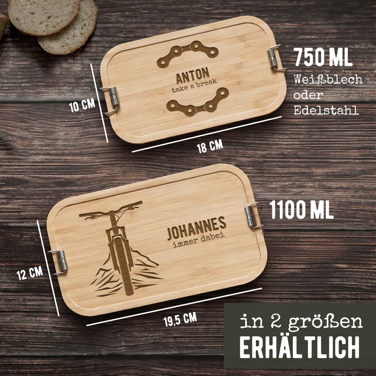 Lunchbox „Mountainbike“ personalisiert Gravur
