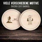 Frühstücksbrettchen rund Buche „Wandern“ personalisiert Gravur