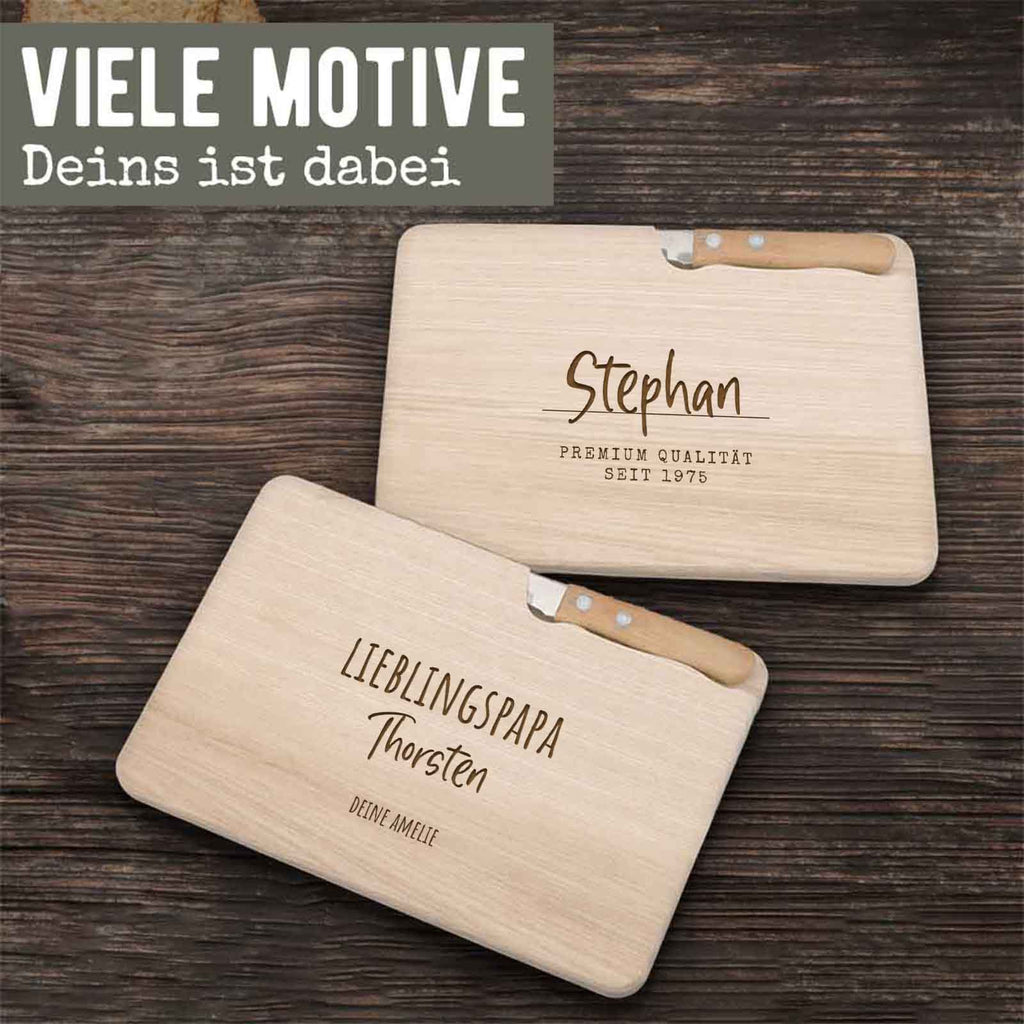 Frühstücksbrettchen mit Messer „Vater“ personalisiert Gravur