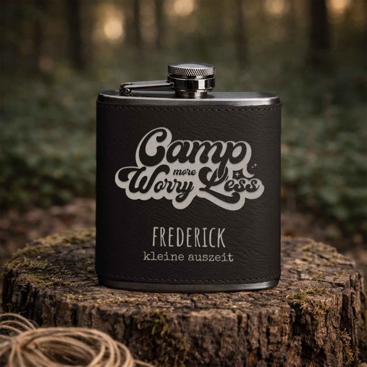 Flachmann „Camping“ personalisiert Gravur