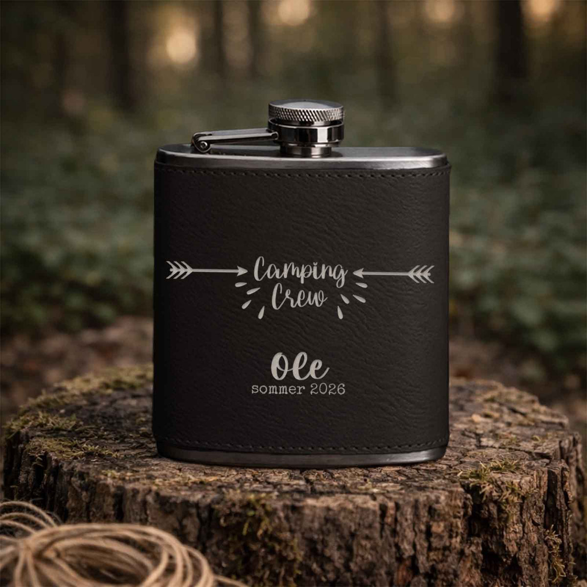 Flachmann „Camping“ personalisiert Gravur