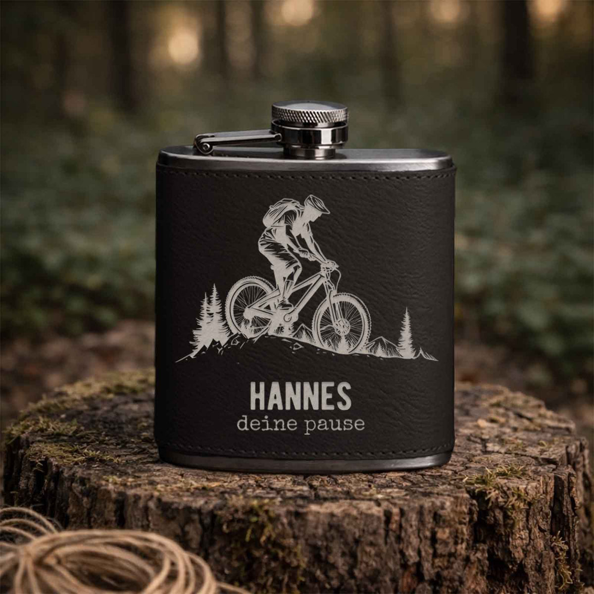 Flachmann „Mountainbike“ personalisiert Gravur