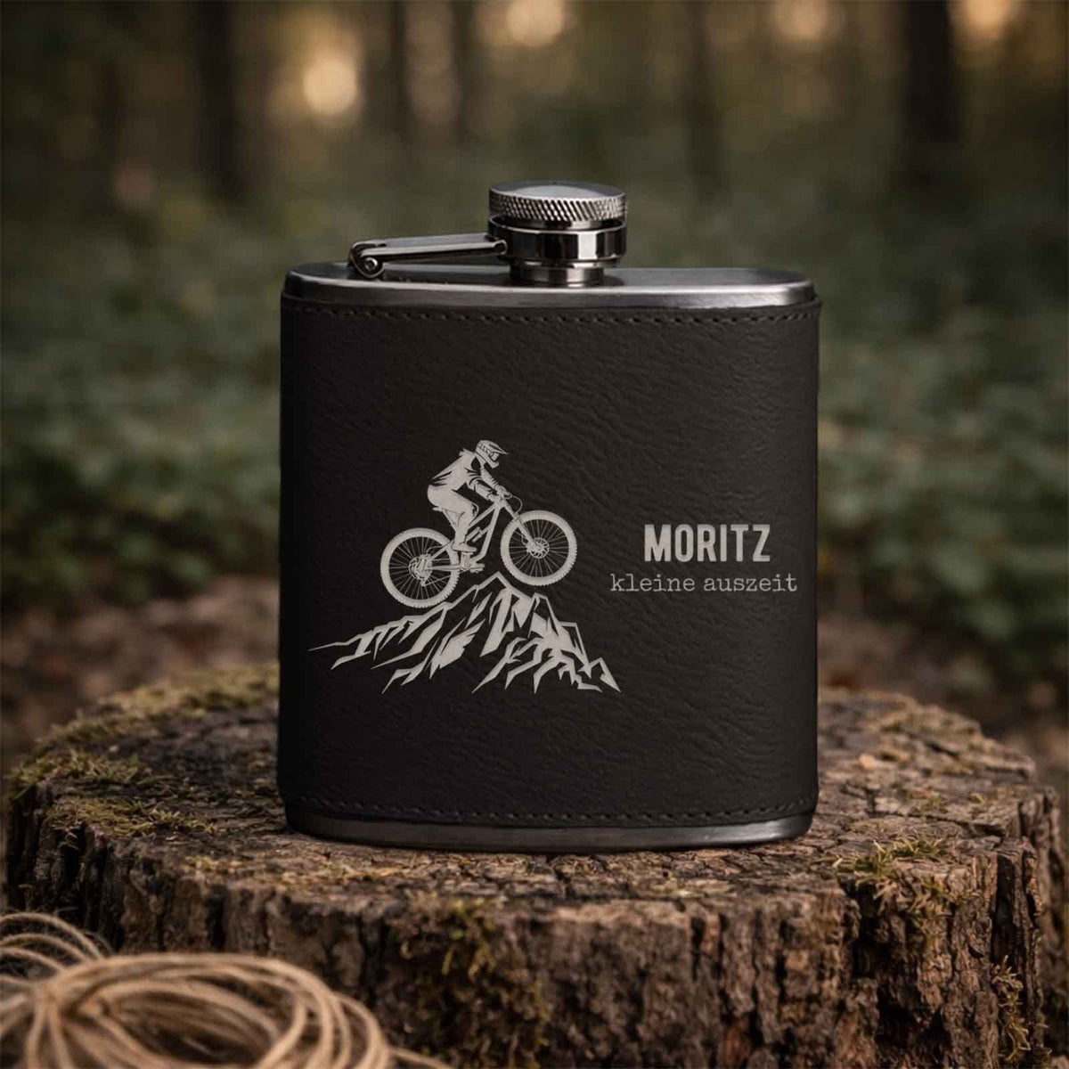 Flachmann „Mountainbike“ personalisiert Gravur