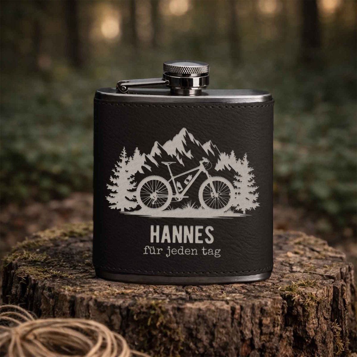 Flachmann „Mountainbike“ personalisiert Gravur