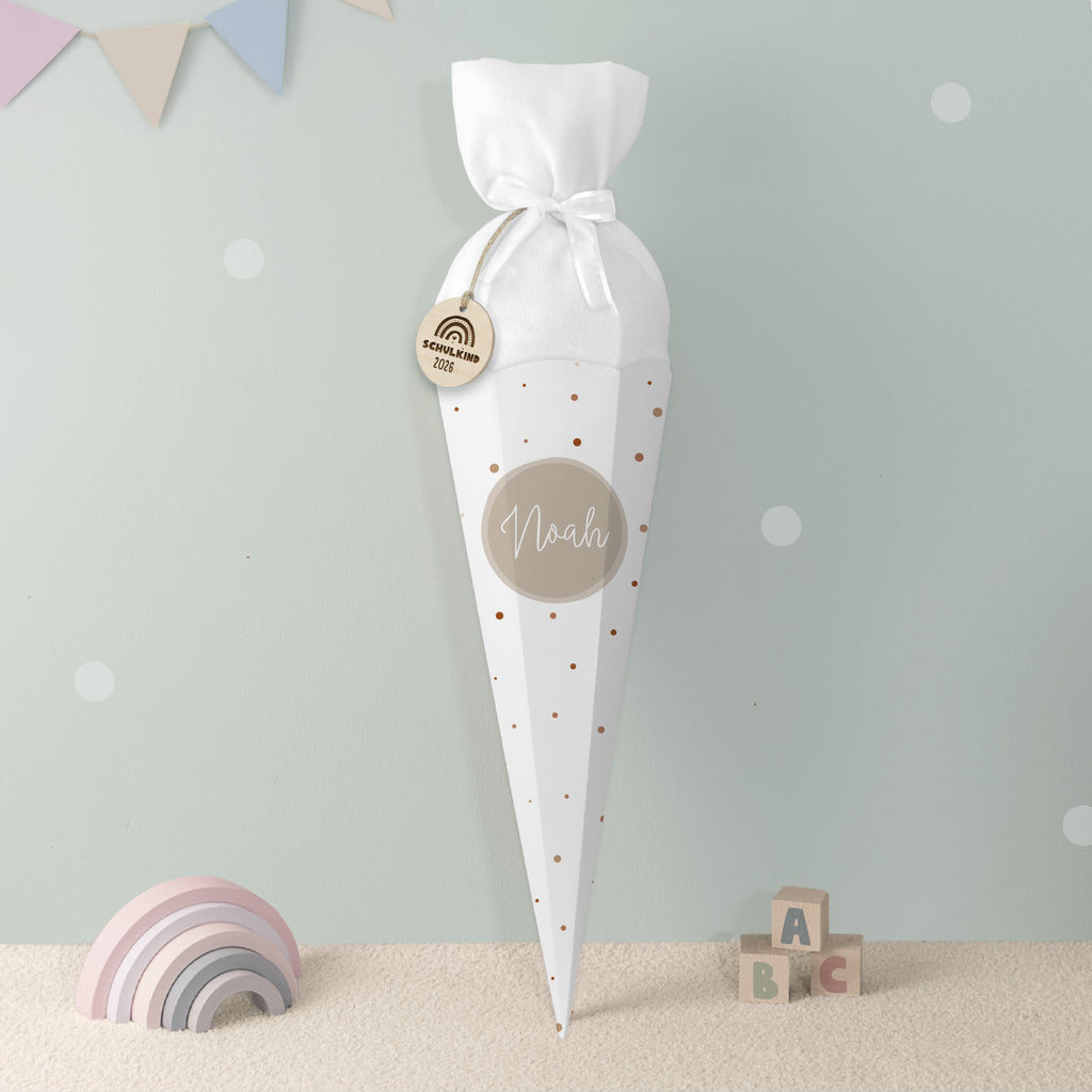 Personalisierte Schultüte "Punkte Beige"