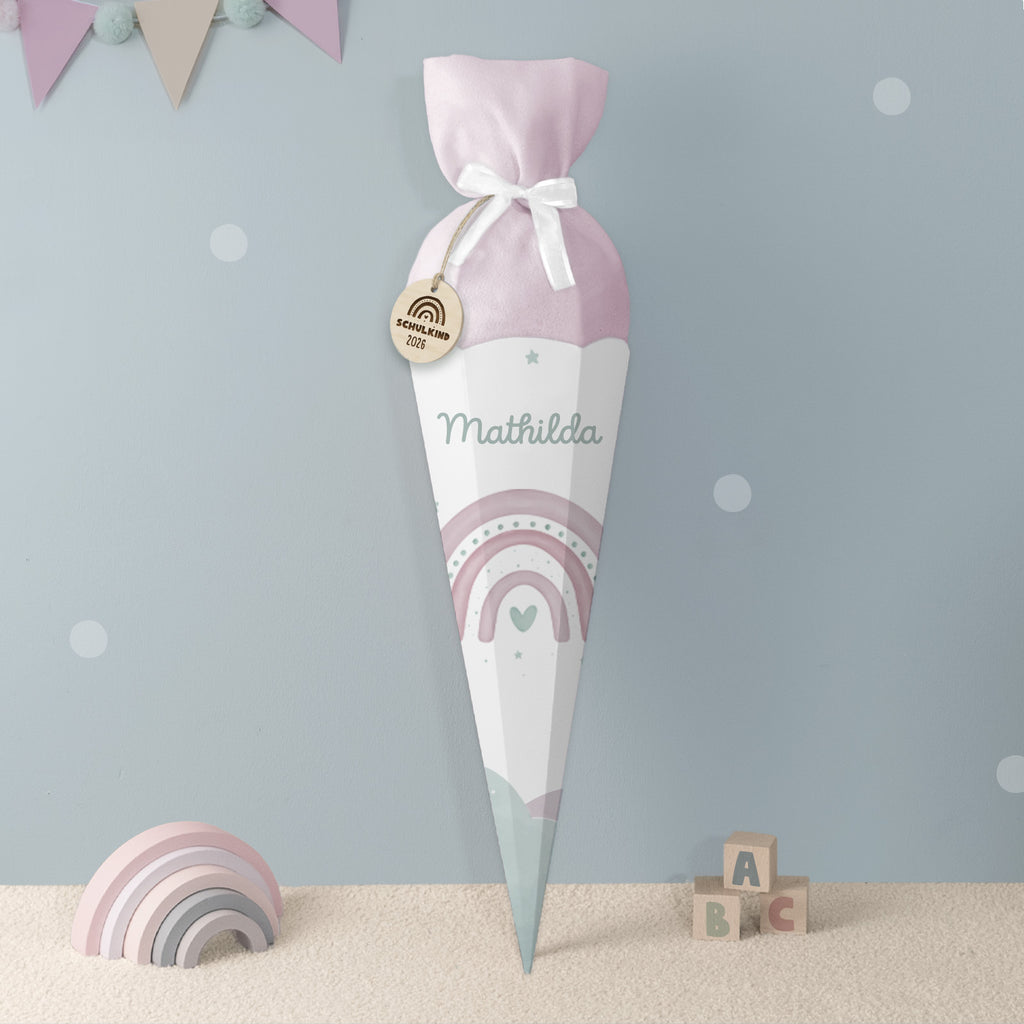 Personalisierte Schultüte "Regenbogen Rosa"
