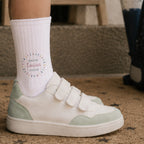 Socken für Kinder zur Einschulung „Buchstabenkreis Rosa“ personalisiert Sublimation