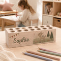 Stiftehalter massiv „Reh“ personalisiert Druck - 25,5 x 7,5 cm