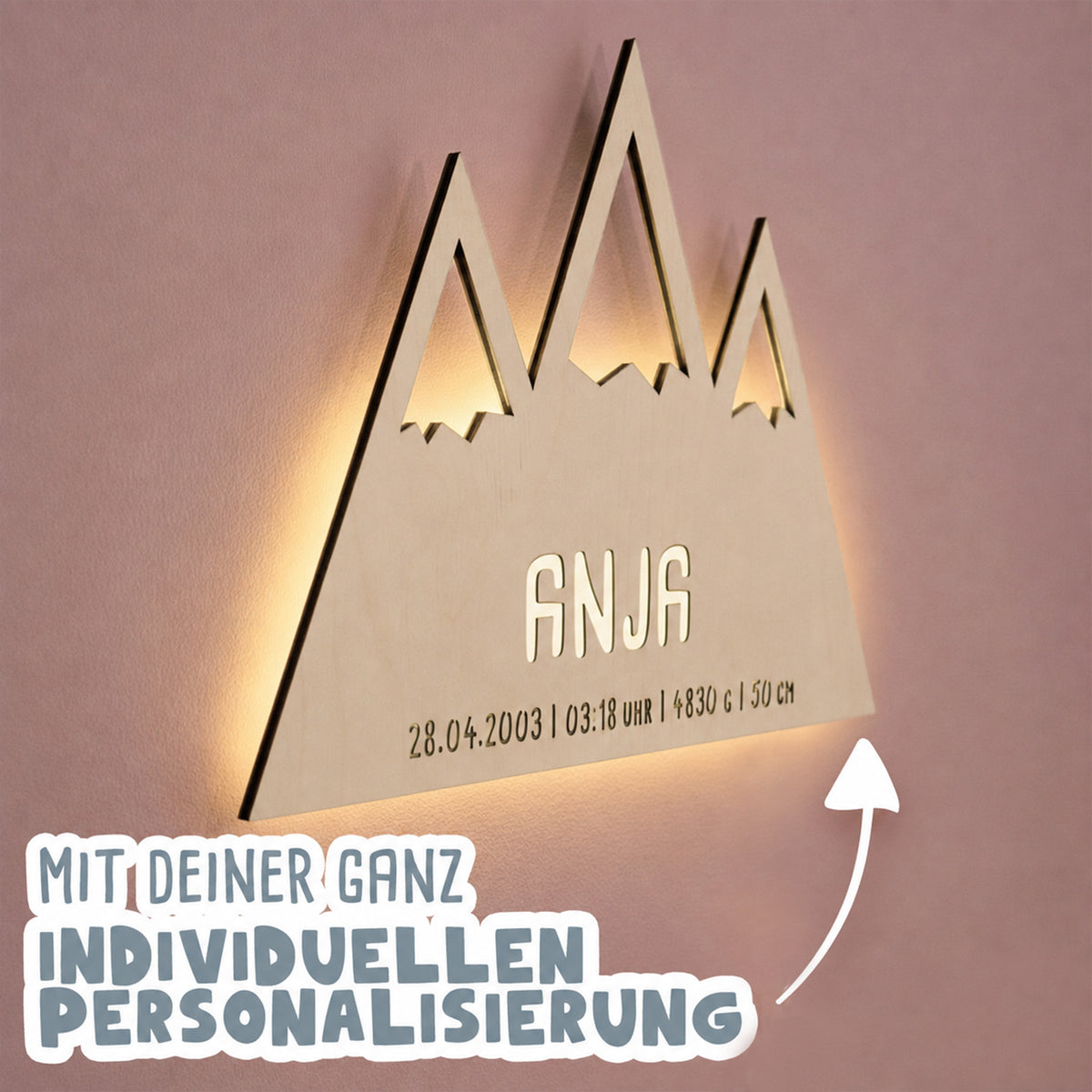 Nachtlicht „Bela die Bergwelt“ personalisiert Laser