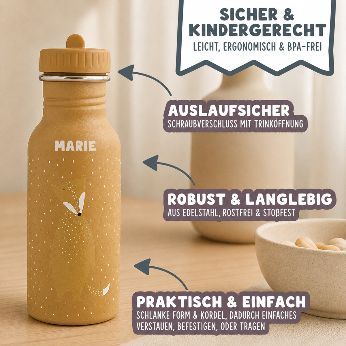 Trixie Trinkflasche personalisiert „Fuchs“