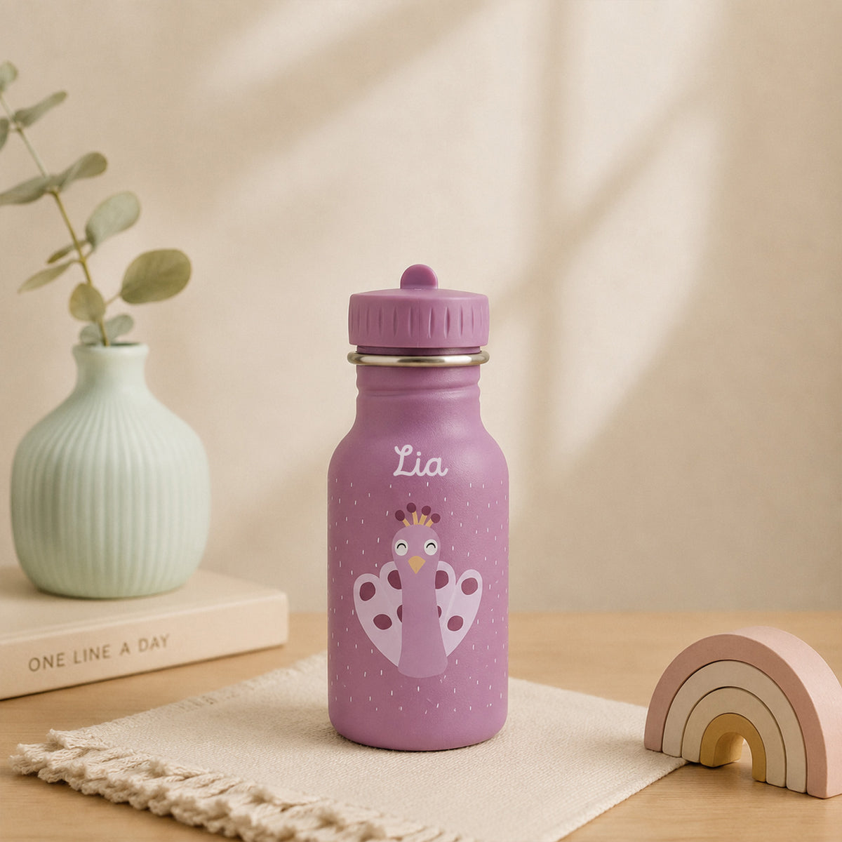 Trixie Trinkflasche personalisiert „Pfau“