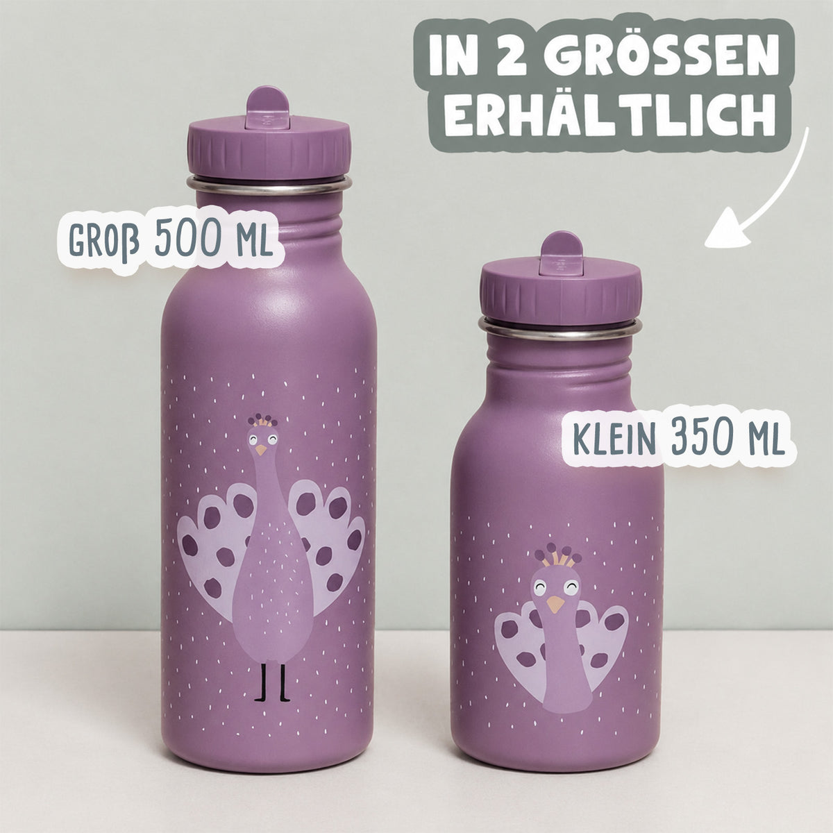 Trixie Trinkflasche personalisiert „Pfau“