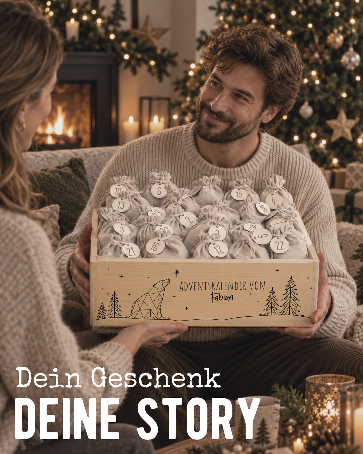 hellowild Adventskiste einfarbig "Haus" personalisiert