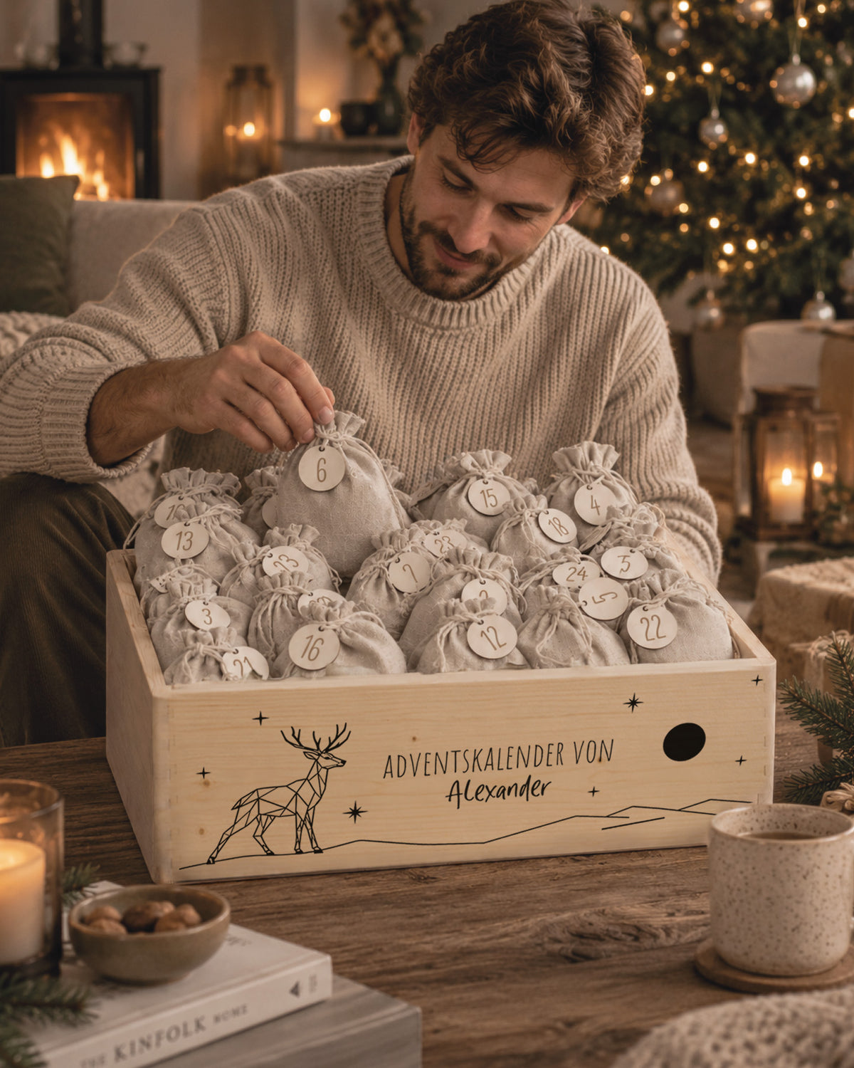 hellowild Adventskiste einfarbig "Haus" personalisiert