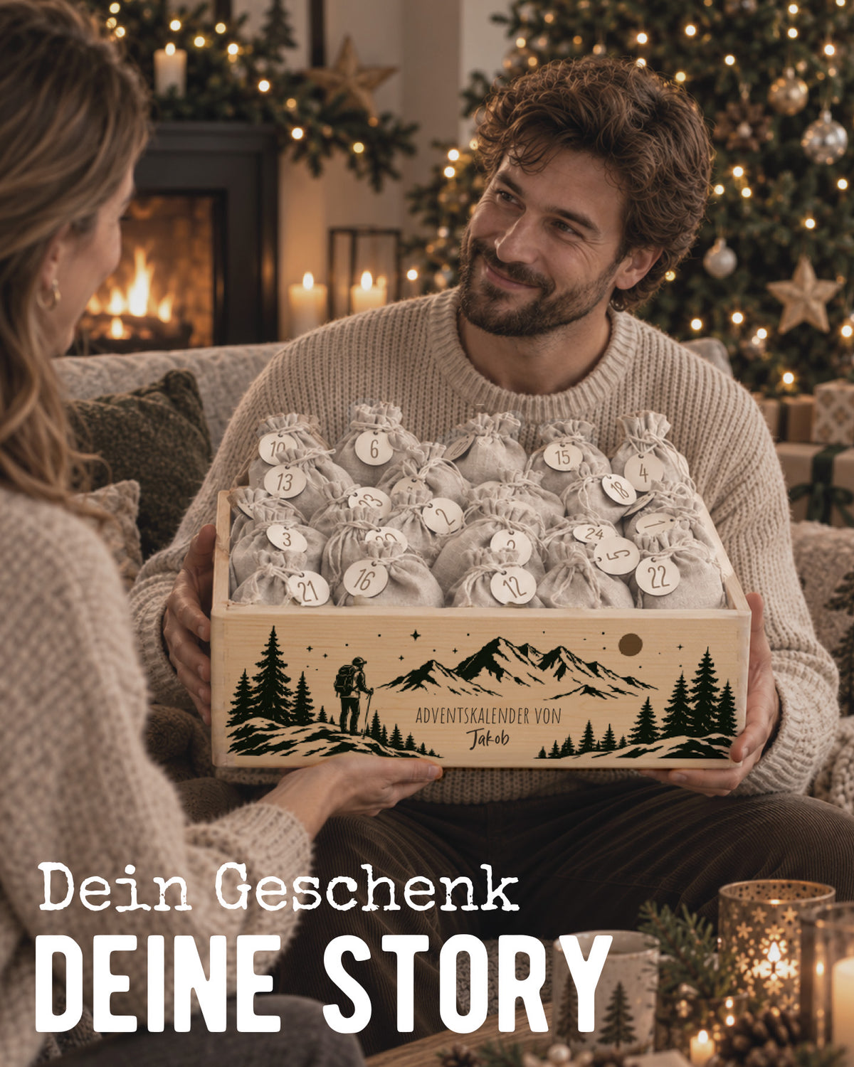 hellowild Adventskiste einfarbig "Bärenfamilie" personalisiert