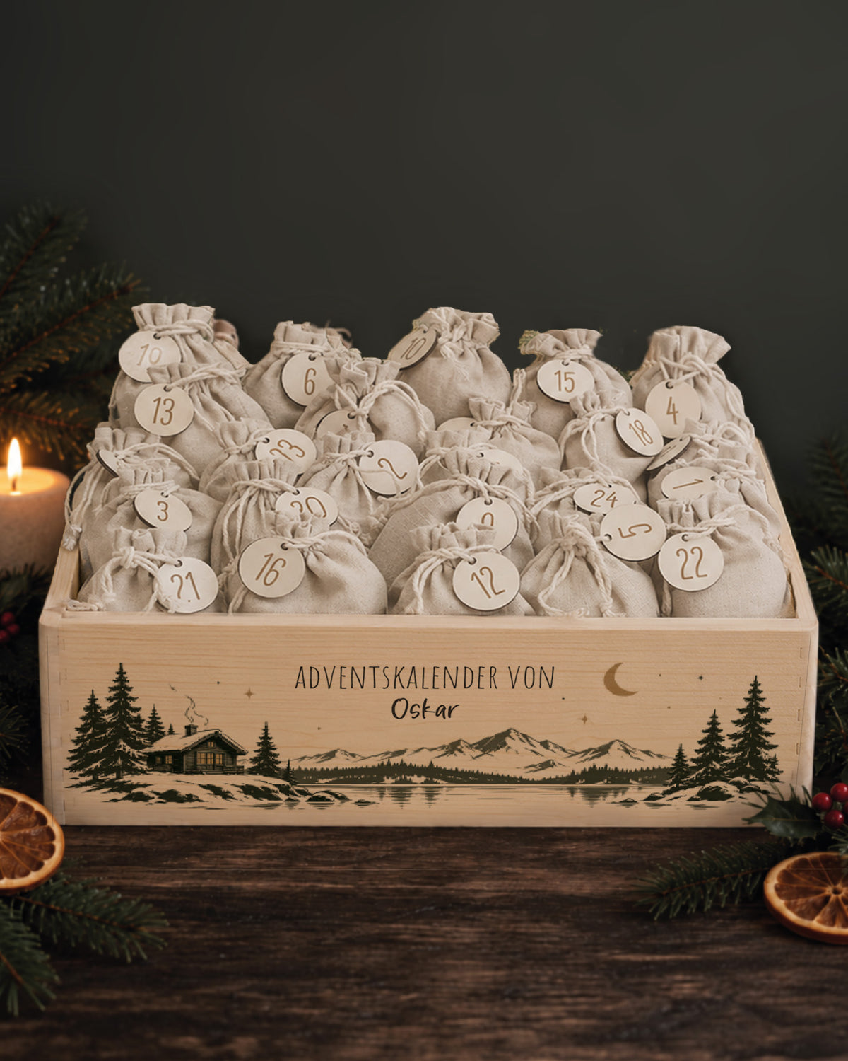 hellowild Adventskiste einfarbig "Haus" personalisiert