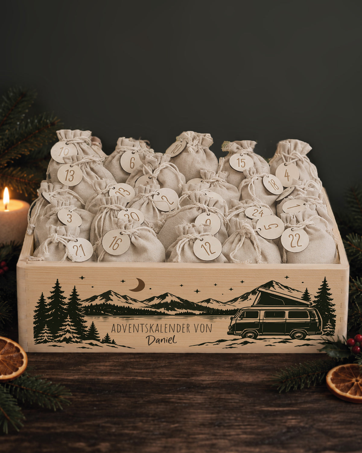 hellowild Adventskiste einfarbig "Wohnmobil" personalisiert