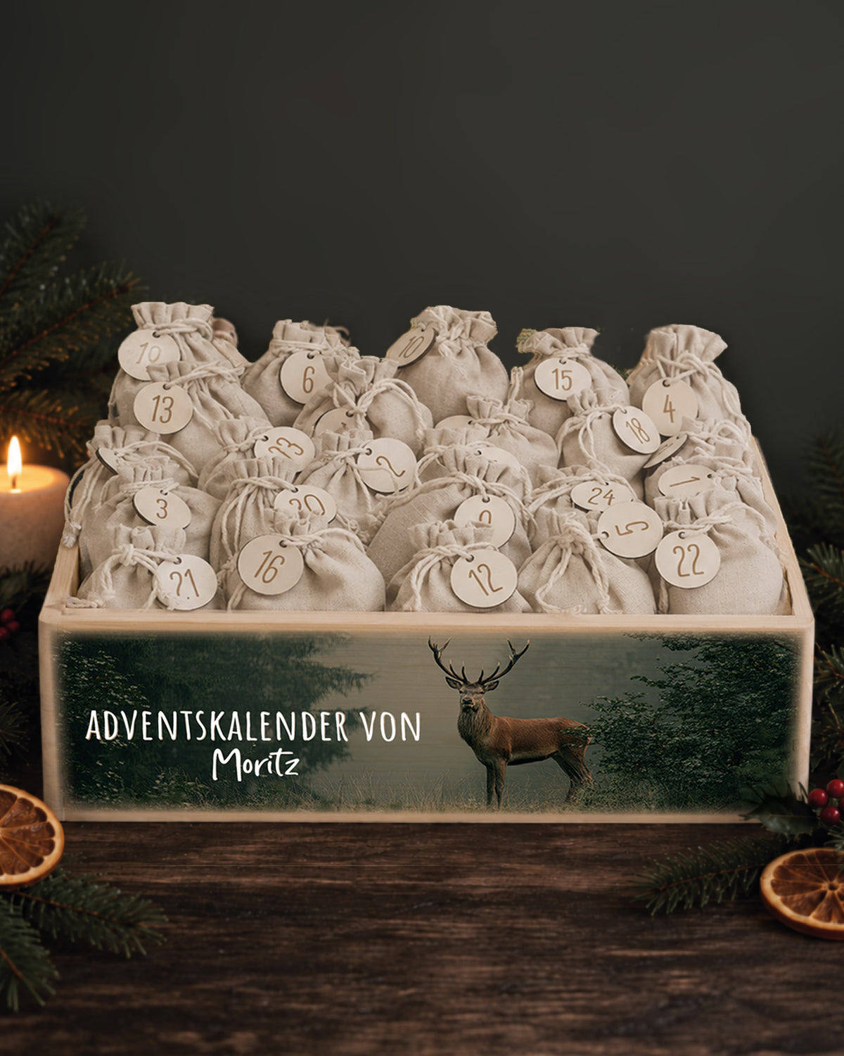 hellowild Adventskiste Aquarell "Hirsch 1" personalisiert