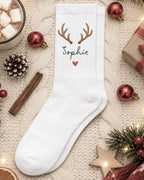 Weihnachtssocken „Rentiergeweih“ personalisiert Sublimation