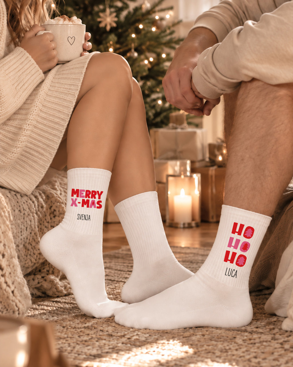 Weihnachtssocken „Ho Ho Ho“ personalisiert Sublimation