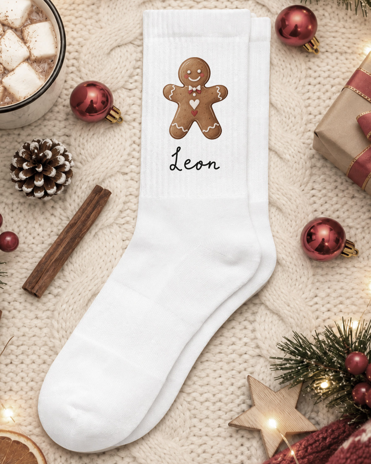 Weihnachtssocken „Lebkuchenmann“ personalisiert Sublimation