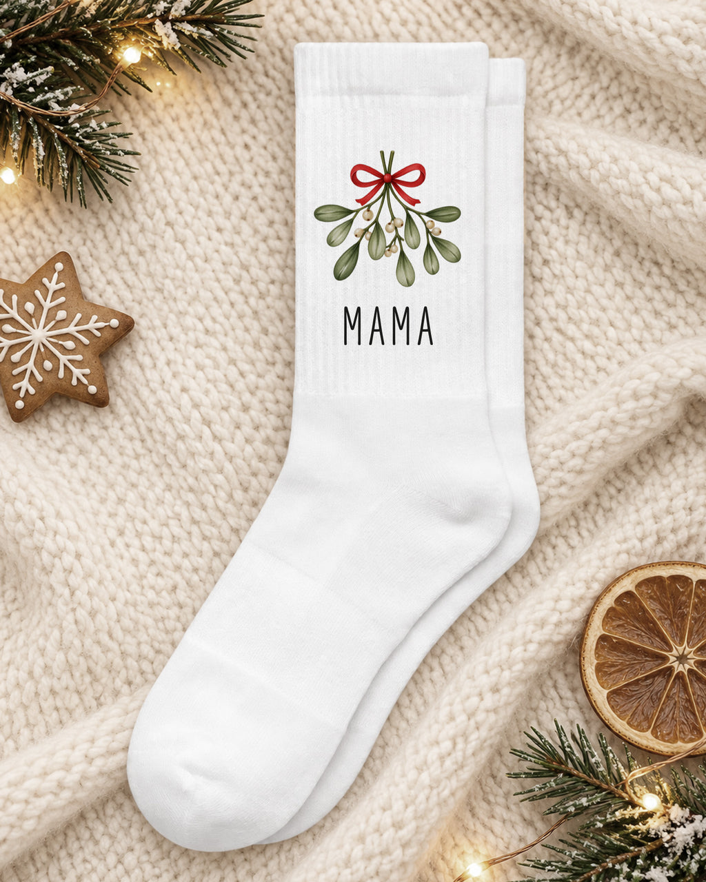Weihnachtssocken „Mistelzweig“ personalisiert Sublimation