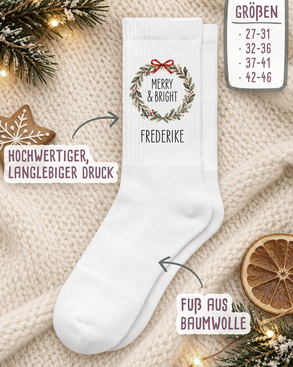 Weihnachtssocken „Nussknacker“ personalisiert Sublimation