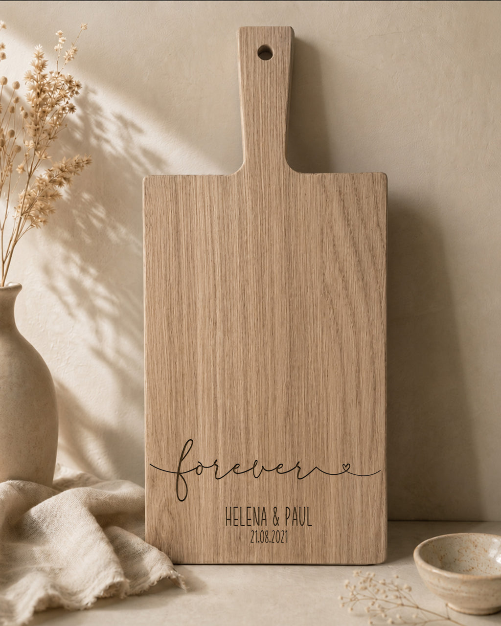 Schneidebrett „forever“ personalisiert Gravur
