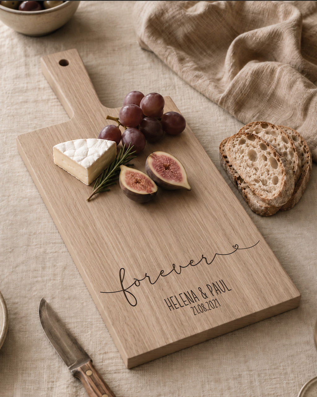 Schneidebrett „forever“ personalisiert Gravur