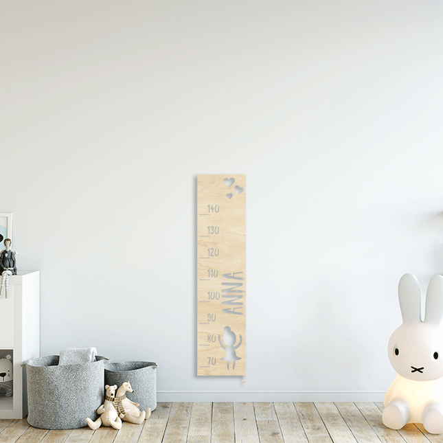 Messlatte für Kinder Name personalisierbar Größen-Messung von 70-140 cm Modell Ballerina